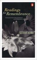 Readings for remembrance : a collection for funerals and memorial services  Cover Image