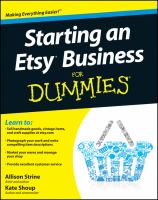 Starting an Etsy business for dummies  Cover Image
