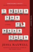 I need you to read this A novel. Cover Image